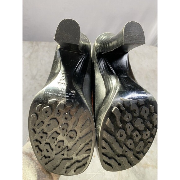 Vtg l.e.i. Platform Loafer Heels Women’s 6.5 Black Faux Leather 90’s Y2K - Picture 9 of 10